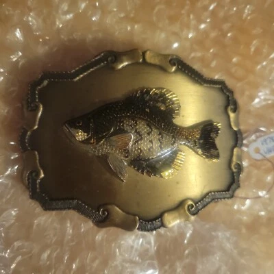 Raintree Latón Crappie 3D Pez Cinturón Hebilla 1977-1978 Foto 1 de 3