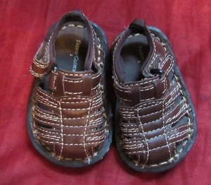Newborn SZ 2 Faded Glory brown baby sandals easy close reborn doll fits 3-6 mo - Picture 1 of 4