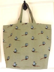 Handmade Sophie Allport Pheasants Shopping Beach Bag Lined Reversible Washable - Picture 1 of 6