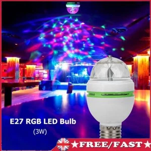 E27 RGB LED Bulb 3W Auto Rotating Crystal Magic Ball Stage Light for Disco Party - Bild 1 von 7
