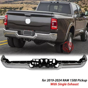 NEW Chrome - Rear Bumper Face bar For 2019-2024 RAM 1500 w/ Single Exhaust - Picture 1 of 15