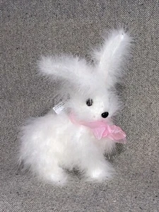 Pier 1 NEW Easter Decor Marabou Feather 12" Cute Bunny Rabbit HTF Cottagecore - Picture 1 of 8