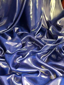 1 Meter Blue/gold Wet Look Shimmer Satin Fabric Bridal Dress Evening 58” Wide - Picture 1 of 4