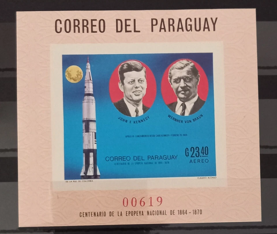 Paraguai 1969 viagem espacial Weltraum Kennedy JFK coleção imperf MNH - Imagem 1 de 1