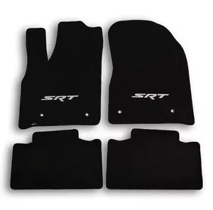 16-19 Jeep Grand Cherokee SRT - Black Velourtex Carpet 4pc Floor Mat Set w Logo - Picture 1 of 8
