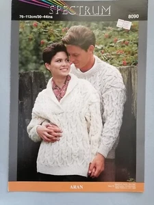 HIS 'N' HERS CABLE SWEATERS, 76-112cm, 10ply - SPECTRUM Knitting Pattern 8090 - Picture 1 of 3