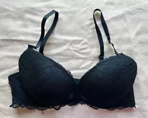 Jessica Simpson Black Lace Underwire Padded Bra 34B Adjustable Straps - Picture 1 of 5