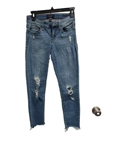 Pantalones de mezclilla para mujer Judy azul calce recto desgastados talla 25 rasgados RN 116380 - Imagen 1 de 4