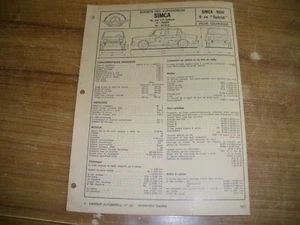 TECHNISCHES DATENBLATT.......... TRIPLE SIMCA 1000 6PS "SPECIAL"............... - Bild 1 von 2