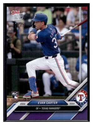 2024 Topps Now Road to Opening Day OD-142 Evan Carter RC Purple Parallel #d /25 - Image 1 of 2