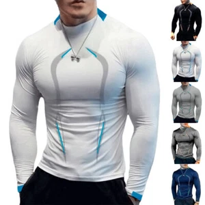 Mens Gym Compression Armour Base Layer Tops Long Sleeve Workout Sports T-Shirt♡ - Picture 1 of 16