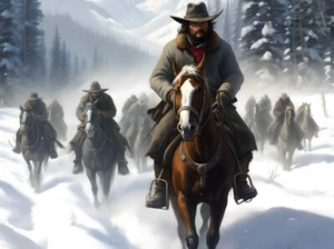 Western Landscape Cowboy Snow Canvas Art -Home Decor Wall Art Print Painting 258 - Picture 1 of 7