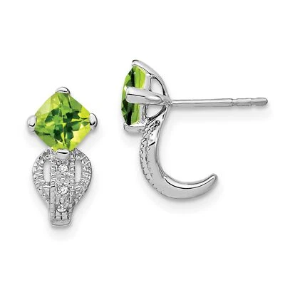 14k White Gold Peridot and Diamond Earrings - Image 1 of 4