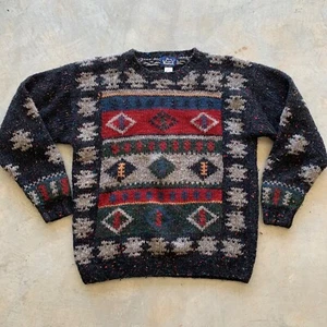 VINTAGE WOOLRICH HAND KNIT WOOL ALL OVER CHUNKY SWEATER L mackinaw usa - Picture 1 of 6