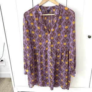 Farm Rio Tunic Top Dress Button Down Size Medium Print Bohemian Artsy Fairycore - Picture 1 of 7