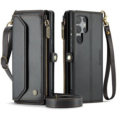 Wallet Phone Case for Samsung Galaxy S25-S22 Z Fold5/Fold6 Crossbody Card Holder - Image 1 of 4
