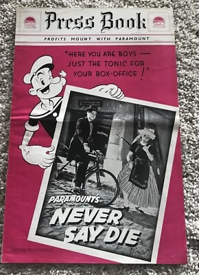 EXCELENTE LIBRO DE PRENSA ORIGINAL NEVER SAY DIE 1939 BOB HOPE PARAMOUNT ¡CON POPEYE! FN+ STURGES Foto 1 de 4