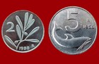 2 Lire 1958 Ulivo + 5 lire 1956 Delfino Repubblica Italiana 1951 - 2001 FDC copy
