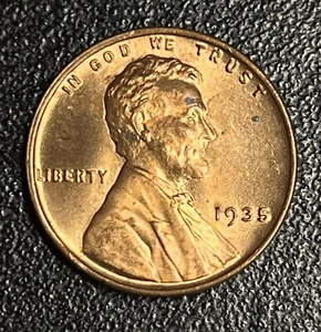 Centavo de trigo Lincoln de bronce Philadelphia Mint 1935 aUNC - Imagen 1 de 12