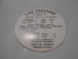 1968 Reproduction Chevy SS 427 Tire Pressure Decal - Foto 1 di 1