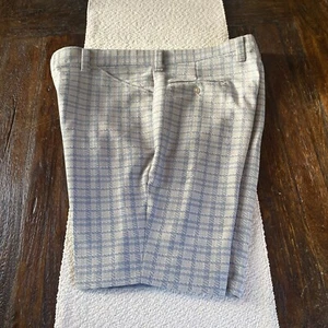Mens Vintage Sears Permaprest Polyester Shorts Blue Plaid - Picture 1 of 16