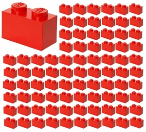 ☀️100x NEW LEGO 1x2 RED Bricks (ID 3004) BULK Parts City Building Grass Town - Picture 1 of 2