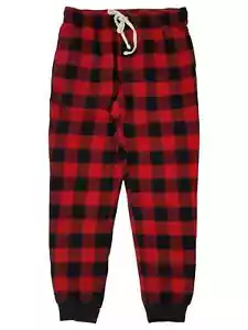 Mens Red & Black Buffalo Plaid Flannel Jogger Sleep Pants Pajama Bottoms - Picture 1 of 1
