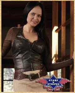 Women's Country Western Tops Ref: Jeany Leather Stars & Stripes New 2013 - Picture 1 of 2