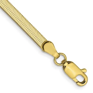 Brazalete de cadena de espina de arenque sedoso real de oro amarillo 10K; 8 pulgadas; langosta - Imagen 1 de 3