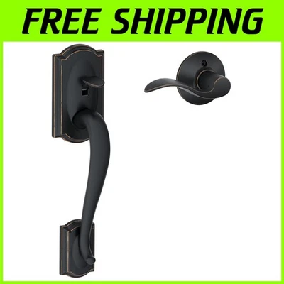 Camelot Front Entry Handleset with Accent Lever, Aged Bronze - Image 1 of 4