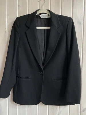 Blazer de colección The Villager para mujer talla 12 negro lana mezcla poliéster hombreras Foto 1 de 4