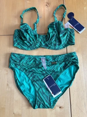 Top de bikini Fantasie Punta Mita copa completa esmeralda (32DD) y calzoncillo tiro medio (S) nuevo con etiquetas Foto 1 de 4