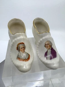 Vintage Miniatur Paar George und Martha Washington Porzellan Schuhe lesen* - Bild 1 von 7