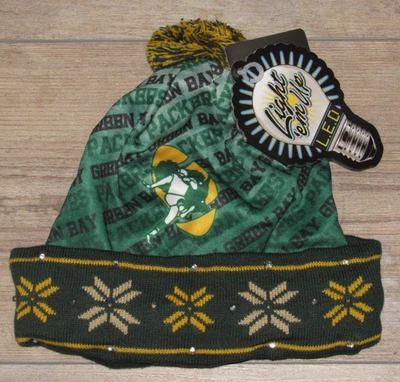 Green Bay Packers FOCO LED Light UP Snowflake Cuffed Winter Hat Cap size Men's - Image 1 of 3