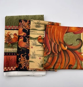 Angela Anderson for VIP Exclusive Rooster Panel + 3 Print Fabric Bundle 5 yds - Picture 1 of 5