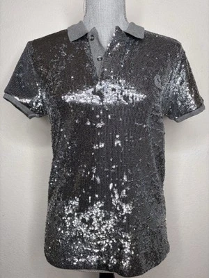 Polo Ralph Lauren Plateado Lentejuelas Malla Polo Nuevo con Etiquetas Talla XS PRECIO DE VENTA SUGERIDO POR EL FABRICANTE $268 Foto 1 de 4