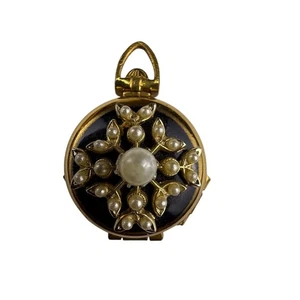 Coro goldfarben & schwarz Vintage rund dreifach Medaillon mit Kunstperlen & Starburst - Bild 1 von 7