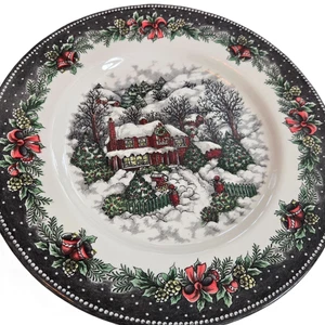 Royal Stafford Weihnachtsdorf Speiseteller 4er Set Neu 10,75" Winter Schnee - Bild 1 von 6