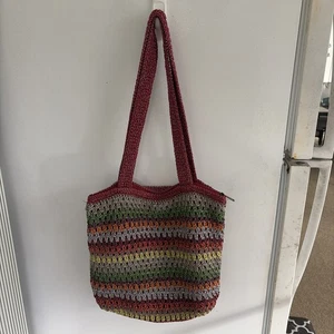 Borsa Sak Cambria maglia all'uncinetto arcobaleno hobo tote borsa a tracolla boho "11 x 14" - Foto 1 di 13