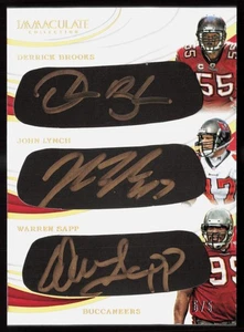 2019 Immaculate Eye Black Triple Auto Derrick Brooks John Lynch Warren Sapp 5/5 - Foto 1 di 2