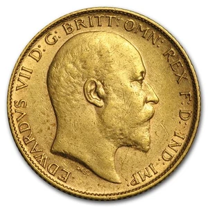 1902-1910 Great Britain Gold Half Sovereign Edward VII Avg Circ - Picture 1 of 2