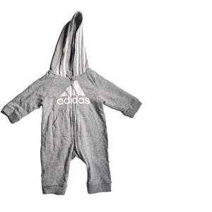 Adidas Infant Hooded Coverall Romper Body Suit Gray White Size 3 month - Picture 1 of 5