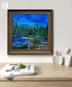 Original "Bayou Sundown 2" 12x12 Canvas Expressionism Abstract Design Home Art - Picture 1 of 7