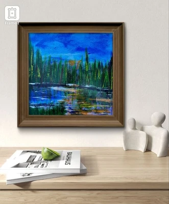 Original "Bayou Sundown 2" 12x12 Canvas Expressionism Abstract Design Home Art - Image 1 of 4