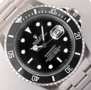 Rolex Submariner Date 40mm 16610 Stainless Steel Oyster Black Dial Black Bezel - Picture 1 of 10