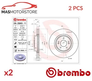 BREMSSCHEIBEN SATZ PAAR VORNE BREMBO 09D99311 2PCS P FÜR GENESIS G70 2.2 CRDI - Picture 1 of 6