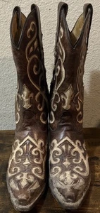 Tony Lama Womens Earth Santa Fe VF3024 Brown Snip Toe Western Cowboy Boots 6.5 B - Picture 1 of 5