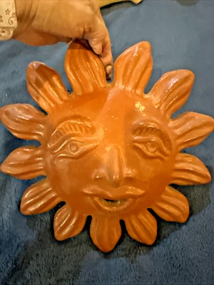 Terracotta Sun Traditional Handcraft  Wall Home Decor Back Hanger 12" - Image 1 of 4