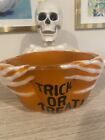 Spooky Village Blow Mold Skeleton Candy Bowl Trick Or Treat Lights Sounds Motion