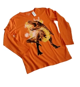 NWT Boys XL 14 Dinosaur T-Shirt Long Sleeve Children’s Place Orange T-Rex Dino - Picture 1 of 4